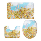 Maxbell Scenery Series Non-Slip Bathroom Mat Toilet Floor Rug Set Yellow Leaves #24