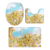 Maxbell Scenery Series Non-Slip Bathroom Mat Toilet Floor Rug Set Yellow Leaves #24 - Aladdin Shoppers