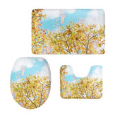 Maxbell Scenery Series Non-Slip Bathroom Mat Toilet Floor Rug Set Yellow Leaves #24 - Aladdin Shoppers