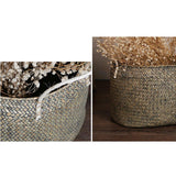 Maxbell Seagrass Belly Basket Flower Planter Toy or Laundry Storage Basket Gray L - Aladdin Shoppers