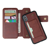 Maxbell Shockproof Multifunctional Wallet Phone Case for Apple iPhone XS MAX Brown - Aladdin Shoppers