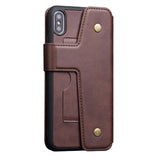 Maxbell Shockproof Multifunctional Wallet Phone Case for Apple iPhone XS MAX Brown - Aladdin Shoppers