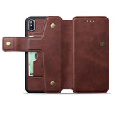 Maxbell Shockproof Multifunctional Wallet Phone Case for Apple iPhone XS MAX Brown - Aladdin Shoppers