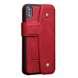 Maxbell Shockproof Multifunctional Wallet Phone Case for Apple iPhone XS MAX Red - Aladdin Shoppers