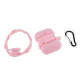Maxbell Silicone Protective Case with Anti-Lost Strap & Hook for Apple AirPods Pink - Aladdin Shoppers