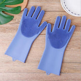 Maxbell Silicone Rubber Dish Washing Gloves Scrubber Cleaning Brush Blue - Aladdin Shoppers