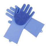 Maxbell Silicone Rubber Dish Washing Gloves Scrubber Cleaning Brush Blue - Aladdin Shoppers