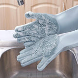 Maxbell Silicone Rubber Dish Washing Gloves Scrubber Cleaning Brush Green - Aladdin Shoppers