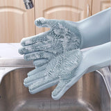 Maxbell Silicone Rubber Dish Washing Gloves Scrubber Cleaning Brush Green - Aladdin Shoppers