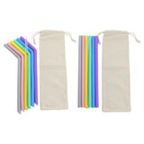 Maxbell Silicone Straws Bent Stainless Steel Metal Cocktail Drinking Mixing Straw Straight - Aladdin Shoppers
