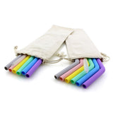 Maxbell Silicone Straws Bent Stainless Steel Metal Cocktail Drinking Mixing Straw Straight - Aladdin Shoppers