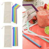 Maxbell Silicone Straws Bent Stainless Steel Metal Cocktail Drinking Mixing Straw Straight - Aladdin Shoppers