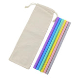 Maxbell Silicone Straws Bent Stainless Steel Metal Cocktail Drinking Mixing Straw Straight - Aladdin Shoppers