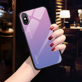 Maxbell Smart Phone Gradient Glass Hard Back Case Cover for iPhone for iPhoneX XS - Aladdin Shoppers