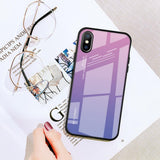 Maxbell Smart Phone Gradient Glass Hard Back Case Cover for iPhone for iPhoneX XS - Aladdin Shoppers