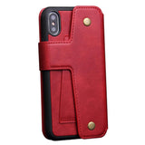 Maxbell Solid Color Wallet Phone Case Card Slot Holder Cover for iphone X/Xs Red - Aladdin Shoppers