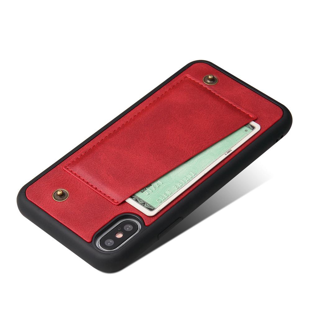 Maxbell Solid Color Wallet Phone Case Card Slot Holder Cover for iphone X/Xs Red - Aladdin Shoppers