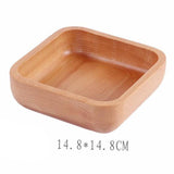Maxbell Square Wooden Salad Bowl Refreshments Fruit Plate Noodles Rice Container M - Aladdin Shoppers