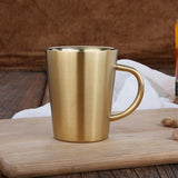 Maxbell Stainless Steel Coffee Mug Beer Mug Double Wall Drinking Mug 350ml Golden - Aladdin Shoppers