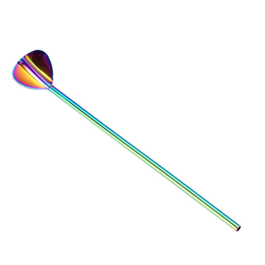 Maxbell Stainless Steel Creative Straw with Stirring Spoon Heart-shaped Multicolor - Aladdin Shoppers