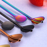 Maxbell Stainless Steel Creative Straw with Stirring Spoon Heart-shaped Rose Gold - Aladdin Shoppers