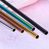 Maxbell Stainless Steel Creative Straw with Stirring Spoon Round Black - Aladdin Shoppers