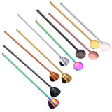 Maxbell Stainless Steel Creative Straw with Stirring Spoon Round Silver - Aladdin Shoppers