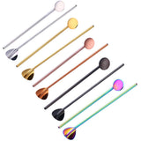 Maxbell Stainless Steel Creative Straw with Stirring Spoon Round Silver - Aladdin Shoppers