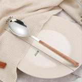 Maxbell Stainless Steel Flatware Western Tableware with Wooden Handle Big Spoon - Aladdin Shoppers