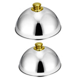 Maxbell Stainless Steel Food Cover Cloche Plate with Domed Cover Dish Gold small - Aladdin Shoppers