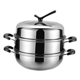 Maxbell Stainless Steel Food Steamer Steam Pot Steamer Cooker Pot Pan Cook Food 28cm - Aladdin Shoppers