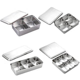 Maxbell Stainless Steel Seasoning Box Spice Jar Set Condiment Food Display 2 Grid - Aladdin Shoppers