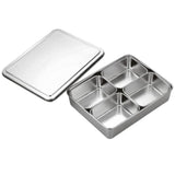 Maxbell Stainless Steel Seasoning Box Spice Jar Set Condiment Food Display 4 Grid - Aladdin Shoppers