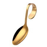 Maxbell Stainless Steel Soup Spoon Curved Handle for Porridge Dinner Cake Golden - Aladdin Shoppers
