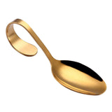 Maxbell Stainless Steel Soup Spoon Curved Handle for Porridge Dinner Cake Golden - Aladdin Shoppers