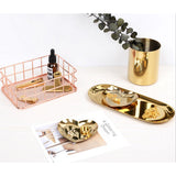 Maxbell Stainless Steel Tea Fruit Tray Dish Plate Cosmetic Jewelry Storage Golden - Aladdin Shoppers