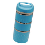 Maxbell Stainless Steel Thermal Insulated Lunch Box Food Container 3 Tier Blue - Aladdin Shoppers