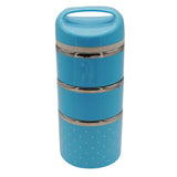 Maxbell Stainless Steel Thermal Insulated Lunch Box Food Container 3 Tier Blue - Aladdin Shoppers