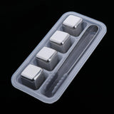 Maxbell Stainless Steel Whisky Chilling Stones Bar Reusable Ice Cubes with Tong 4pcs - Aladdin Shoppers