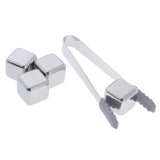 Maxbell Stainless Steel Whisky Chilling Stones Bar Reusable Ice Cubes with Tong 4pcs - Aladdin Shoppers