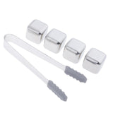 Maxbell Stainless Steel Whisky Chilling Stones Bar Reusable Ice Cubes with Tong 4pcs - Aladdin Shoppers