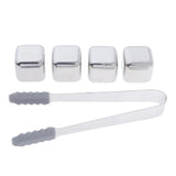 Maxbell Stainless Steel Whisky Chilling Stones Bar Reusable Ice Cubes with Tong 4pcs - Aladdin Shoppers