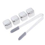 Maxbell Stainless Steel Whisky Chilling Stones Bar Reusable Ice Cubes with Tong 4pcs - Aladdin Shoppers
