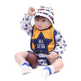 Maxbell Star Printed Rompers Bib Socks Suit for 20"-22" Reborn Baby Boy Doll Clothes - Aladdin Shoppers