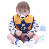 Maxbell Star Printed Rompers Bib Socks Suit for 20"-22" Reborn Baby Boy Doll Clothes - Aladdin Shoppers