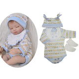 Maxbell Striped Rompers Bib Hat Socks Clothes for 17-18inch Baby Boy Girl Dolls - Aladdin Shoppers