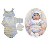 Maxbell Striped Rompers Bib Hat Socks Clothes for 17-18inch Baby Boy Girl Dolls - Aladdin Shoppers