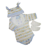 Maxbell Striped Rompers Bib Hat Socks Clothes for 17-18inch Baby Boy Girl Dolls - Aladdin Shoppers