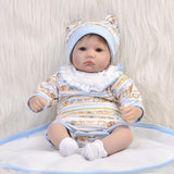 Maxbell Striped Rompers Bib Hat Socks Clothes for 17-18inch Baby Boy Girl Dolls - Aladdin Shoppers