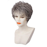 Maxbell Stylish Women Fluffy Layered Real Human Hair Short Grey Wig for Party Cosplay/Daily Wear - Aladdin Shoppers